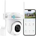 ZUMIMALL WiFi Security Camera Outdoor Wired, 2.4G/5G, 355 Rotation, Cloud & SD Card Storage, 24/7 Recording, 3MP Full Color Night Vision, AI Detection, 2-Way Audio, PTZ Auto Tracking, Support Alexa (3MP White-Plug In)