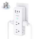 Surge Protector Outlet Extender with Rotating Plug, 6 AC Multi Plug Outlet with 3 USB Ports (2 USB C), 1800 Joules, 3-Sided Swivel Power Strip with Spaced Outlet Splitter for Home, Office, Dorm, White