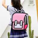 Cute Kids Cartoon Backpack for Boys and Girls, Toddler 2D Drawing Style Comic Fun weird School Pack Bag, Children Jump From Paper Anime Funny Kids Bookbag (pink), Standard