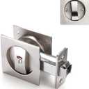 Pocket Door Lock Pocket Door Hardware Square with Red-Green Indicators for Privacy Sliding or Bifold Doors(Silver 2)