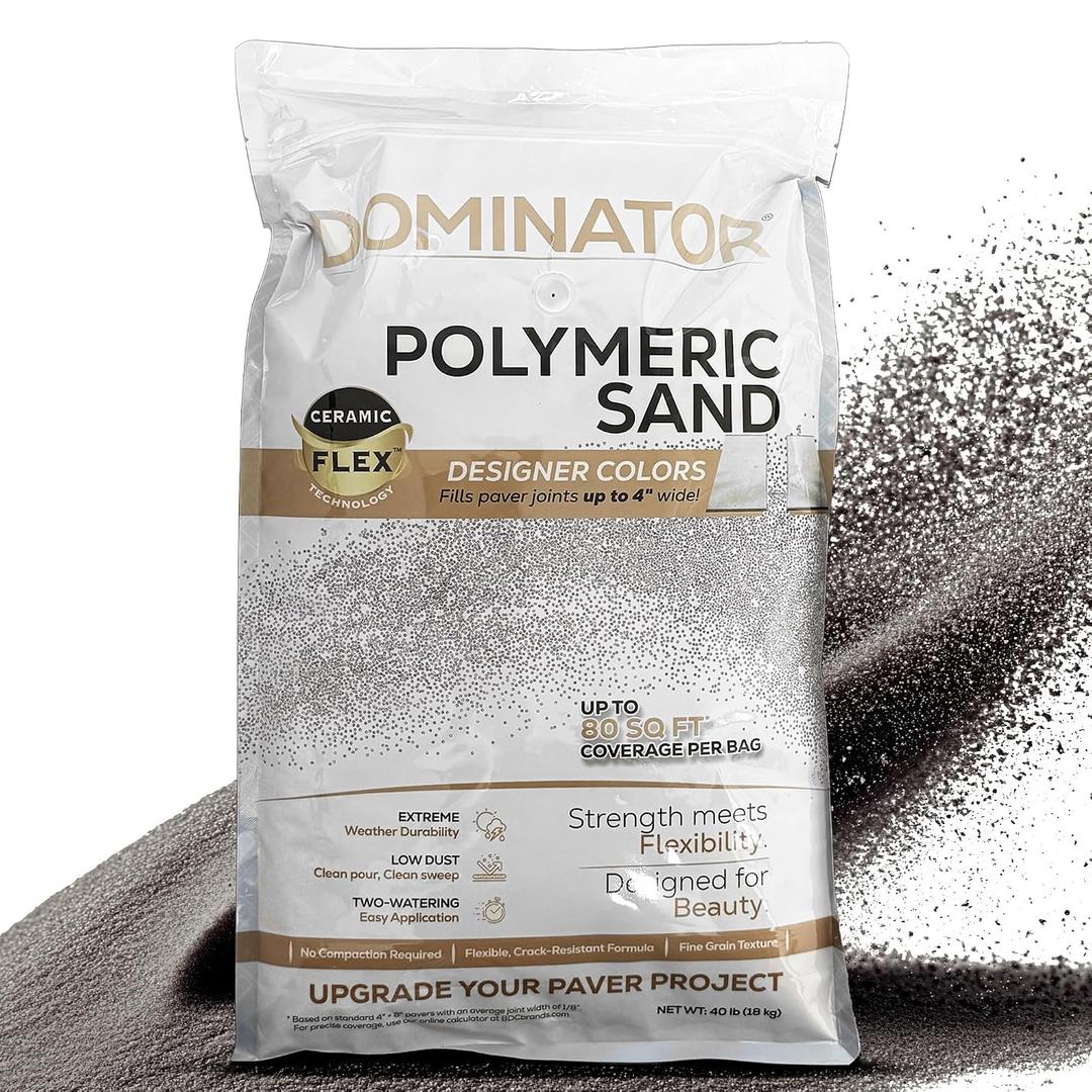 40 Pound Charcoal Gray DOMINATOR Polymeric Sand with Revolutionary Ceramic Flex Technology for Stabilizing Paver Joints/Gaps, 1/8 up to 4, Professional Grade Results