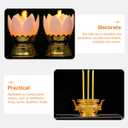 Uonlytech Led Lotus Lantern Ornament Electronic Incense Burner Safe Flameless Buddhist Lamp for Home D Cor Bedroom Living Room Ritual Use