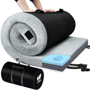 Willpo CertiPUR-US Memory Foam Camping Mattress with Travel Bag and 2 Interchangeable Covers, Lightweight Portable Sleeping Pad for Tents, Guest Beds, Home (Single/75.2"*30"*3", Gray)