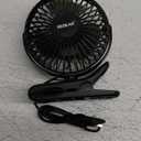 BESKAR Small Clip on Fan, 3 Speeds USB Fans with Strong Airflow, Clip & Desk Fans USB Plug in with Sturdy Clamp - Ultra Quiet operation for Office Dorm Bedroom Stroller (Dark Black)