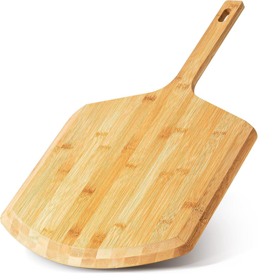 Pizza Peel 16 Inch, Natural Bamboo Pizza Board for Transferring & Serving
16” Multi-Purpose Bamboo Pizza Cutting Board, Wood Pizza Spatula Paddle for Baking Homemade Cheese Bread Fruits Vegetables