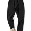 MACHLAB Men's Thermal Fleece Jogger Pants Sherpa Lined Sweatpants Winter Warm Thick Track Pants Black#1809 L