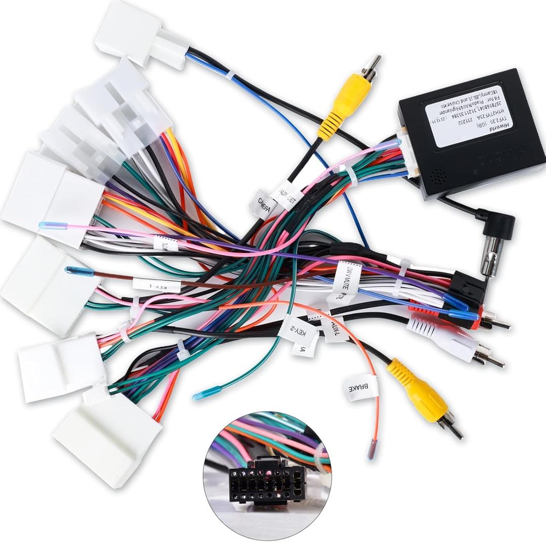 16 PIN Car Radio Stereo Wiring Harnesses with CANBUS - Aftermarket Cable Wire Adapter for Toyota Corolla Camry RAV4 Prado Highlander Sienna, Support JBL/Backup Camera/SWC