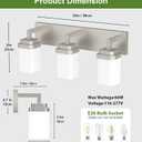 Brushed Nickel Bathroom Light Fixtures, Modern Vanity Lights with White Glass Lamp Shade, Bathroom Lighting Fixtures Over Mirror, Restroom Vanity Lighting Fixture, 3-Light 22 Inch