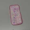 UEEBAI Wave Butterfly Case for iPhone 16 Case, Pretty Bling Star Butterfly for Women Cute Shiny Glitter Phone Cover for Girls Bling Clear Cover Curly Shockproof Girly Shell - Hot Pink