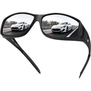 URUMQI Polarized Sunglasses Fit Over Glasses for Men Women, Wrap-around Driving Sunglasses 100% UV Protection 