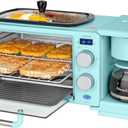 Nostalgia 3-in-1 Retro Breakfast Station - Includes 5 Cup Coffee Maker, Non-Stick Ceramic Griddle, and 4-Slice Toaster Oven - Built-In Timer, Reusable Coffee Filter, Space-Saving Design - Aqua