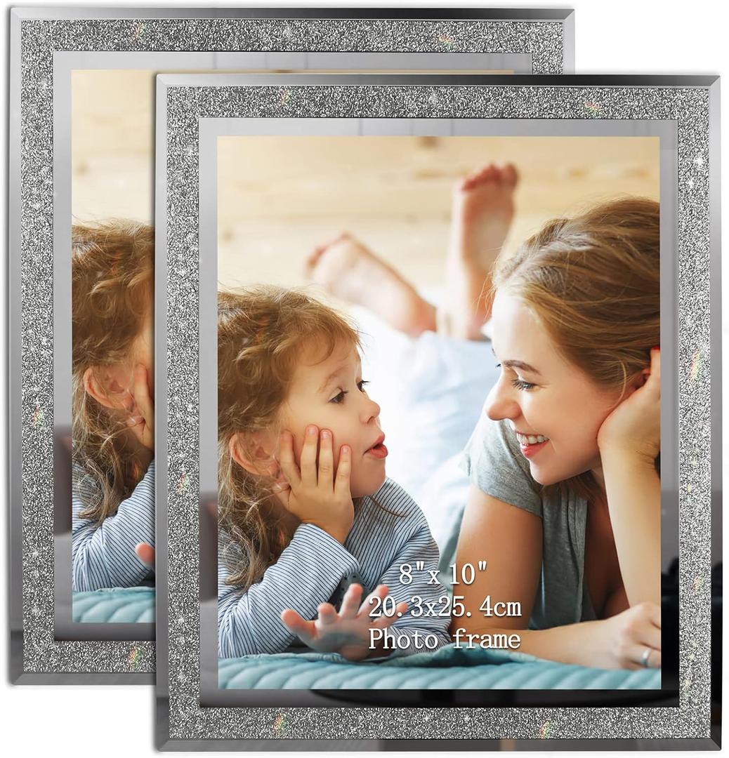 Calenzana 8x10 Picture Frame Sparkle Glass Photo Frames for Tabletop, 8 x 10 inch, 2 Pack