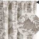 jinchan 95% Blackout Toile Curtains for Bedroom, 84 Inch Drapes Toile de Jouy French Printed Castle for Living Room, Light Blocking Thermal Insulated Window Treatment Rod Pocket, 2 Panels Tan