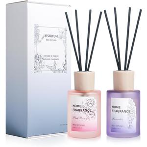Reed Diffuser - Lavender&Pink Peony 4.06oz (120ml) 2 Packs Essential Oil Reed Diffuser Set with 16 Sticks, Long Lasting Fragrance for Home, Bathroom, Bedroom, Room, Decor