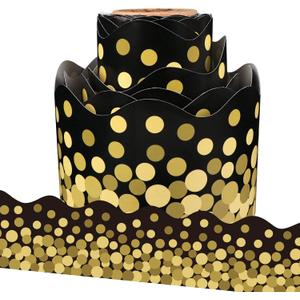 Gold Confetti Scalloped Bulletin Board Borders for Classroom Decoration 36 Feet