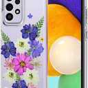 Unov Case Compatible with Galaxy A52 4G and 5G Clear with Design Soft TPU Shock Absorption Slim Embossed Pattern Protective Back Cover Galaxy A52 4G/5G (Very Peri Bouquet)