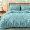 WOLKI Twin Size Comforter Set Turquoise Green, 2 Pieces Boho Bed Lightweight Solid Bedding Comforters Sets, All Season Fluffy Down Alternative Comforter Bed Set Quilt Blanket
