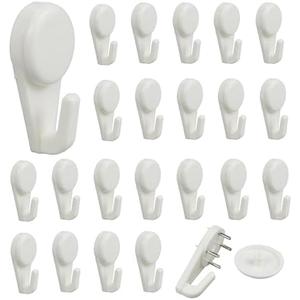 Light Hooks for Concrete Walls: 30 Pack Small Utility Wall-Mount Hangers - Outdoor String Lights Clips - Hanging Decoration Plants Shelves Picture Tapestry Heavy Duty for Wooden Cement Stucco (White)