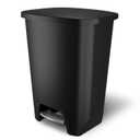 Glad Premium 20 Gallon Trash Can - Plastic Kitchen Waste Bin with Odor Protection of Lid, Stainless Steel Step On Foot Pedal and Garbage Bag Rings, Black