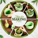 Complete Matcha Tea Set - Traditional Japanese Matcha Ceremony Kit with Bamboo Whisk & Bowl with Spout, Whisk Holder & Sifter - Perfect for Mindful Tea Experience (Green)