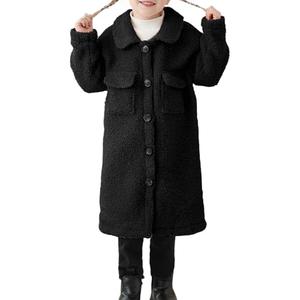 Grehava Long Black Girls Coat Fall Jackets for Girl Long Coat Boys Fleece Jackets Button Up Outerwear 4t Christmas, Size 2-3Y