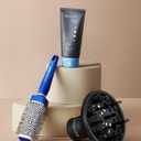 Bio Ionic BlueWave Round Brush, NanoIonic Conditioning Hair Brush with Crimped Bristles for Tension, Soft-Touch Easy Grip Handle - Professional Styling Brush