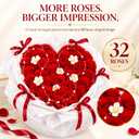 Capoda 32 Preserved Roses Bouquet for Her Heart Shaped Forever Red Flowers, Measuring 17.3 x 13.4 inches / 44 x 34 cm