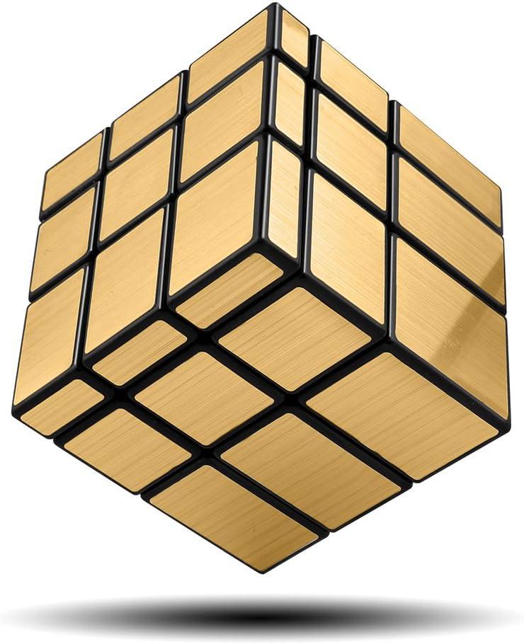 D-FantiX Shengshou Mirror Cube 3x3 Speed Cube Gold Mirror Blocks Cube 3x3x3 Different Shapes Puzzle Cube Toys for Kids Adult