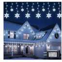 Christmas Snowflake Lights Outdoor, 10.7ft 168 LED Connectable Holiday String Lights Plug in with 14 Drops, Hanging Icicle Lights for Outside, Eaves, House, Window, Yard, Indoor Decor, White