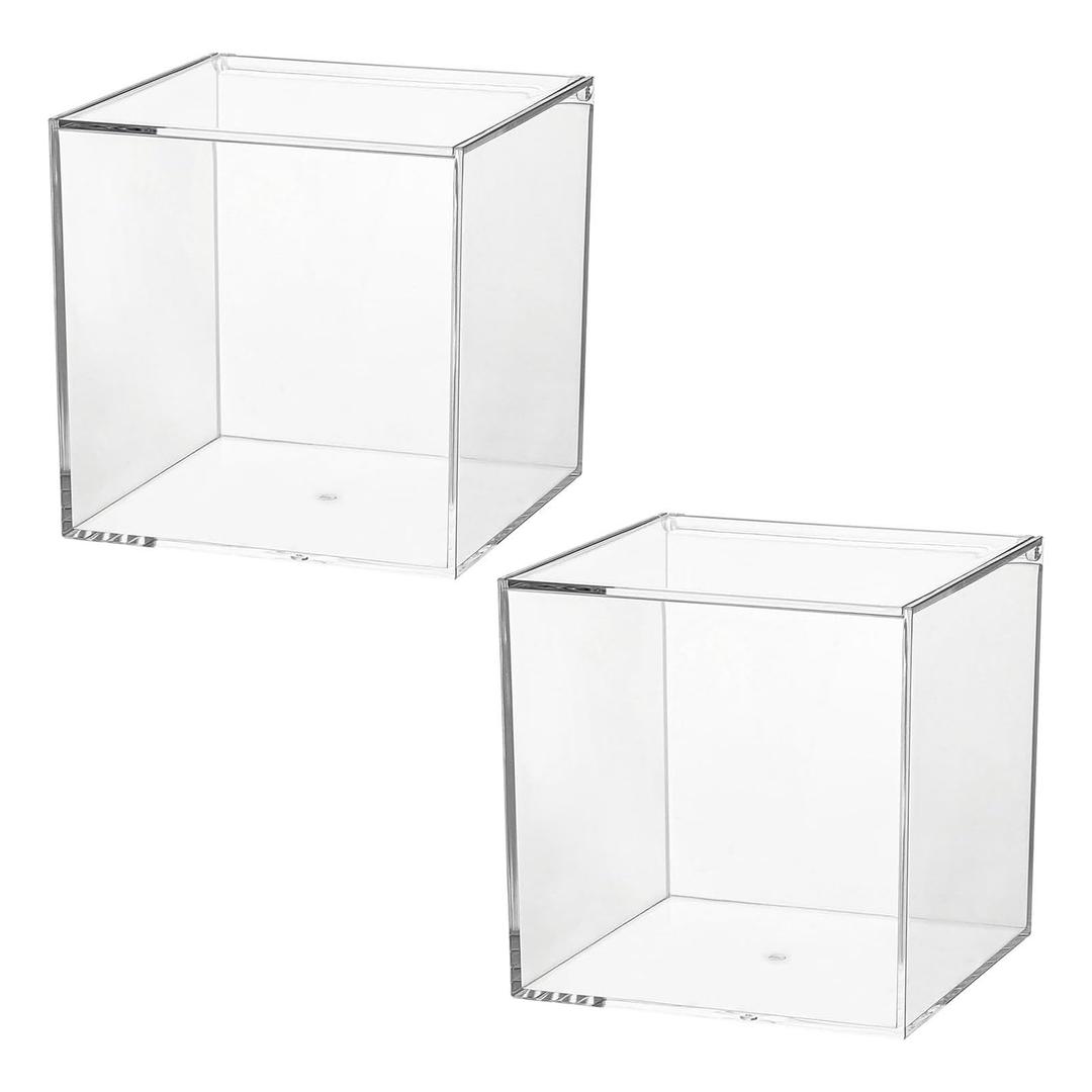 Acrylic Box with Lid, 2 Pack 5.9" ×5.9" ×5.9" Clear Acrylic Boxes Square Cubes for Candy, Favors, Coffee, liquid coffee pods, Jewelry