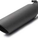 LCGP 3" Inlet Black Exhaust Tip, 3" x 4" x 15" Universal Bolt On Stainless Steel Diesel Exhaust Tailpipe Tip