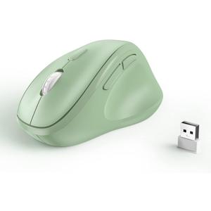 Ergonomic Wireless Mouse with USB Receiver for PC Computer, Laptop and Desktop, Ergo Vertical Mouse with Silent Clicks Long Battery Life, Up to 1600 DPI & 1 AA Battery Powered, Green