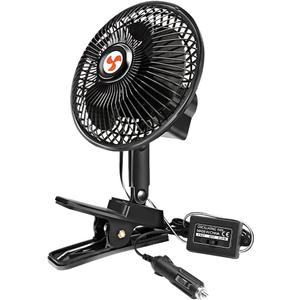 12 Volt Oscillating Fan, 6" Portable Car Fan With Car Cigarette Lighter, 360 Cooling Ventilation, Car DC Clip Fan, 12v Fan for Truck,RV,Car (Cord Length 5FT)