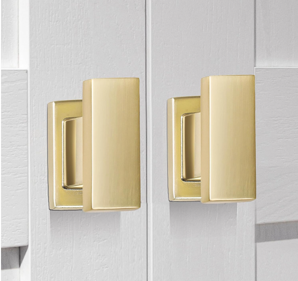VEHCIL 6 Pack Square Brushed Gold Cabinet Knobs,Single Hole Cabinet Handles Gold Knobs for Cabinets and Drawers Cupboard Closet Bathroom Dresser Hardware,Solid Zinc Alloy