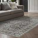 Vintage Area Rug 4x6 Black Entryway Office Washable Carpet Non Slip Bedroom Indoor Living Room Door Mat Low Pile Traditional Distressed Retro Accent Rug for Dining Room Bathroom Kitchen