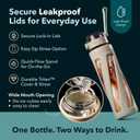 Pandaloo Orbit 32 oz Glass Water Bottle with 2 Leak-Proof Lids (Straw & Spout), Wide Mouth, Borosilicate Glass, BPA-Free, Cup Holder Friendly for Gym, Work, Travel & Daily Hydration Sunbeam Yellow