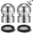 Moxweyeni 2 Pack 1/2-inch Iron Pipe Shower Arm Ball Adapter with Gasket Washer Filters Shower Head Ball Joint Replacement, Chrome Finish, Universal Fit for Standard Swivel Heads