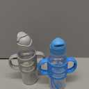 Dr. Brown's Milestones Narrow Sippy Straw Bottle, SpillProof with 100% Silicone Handles and Weighted Straw, 8 oz/250 mL, Blue/Gray, 6m+