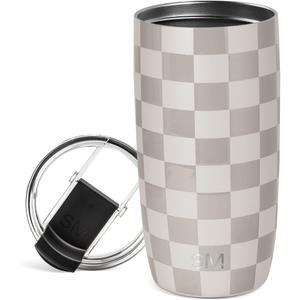 Simple Modern Voyager Tumbler with Flip Lid | Travel Coffee Mug | Insulated Stainless Steel Cold Brew Iced or Hot Coffee Cup | Gifts for Women Men Her Him | 16oz, Checkmate