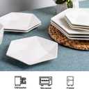 DELLING 7 Inch Appetizer Plates Set of 6, Porcelain Small Dessert Plates, White Ceramic Salad Plates for Snacks Bread Cheese Fruit, Microwave Dishwasher Oven Safe, Geometric Design