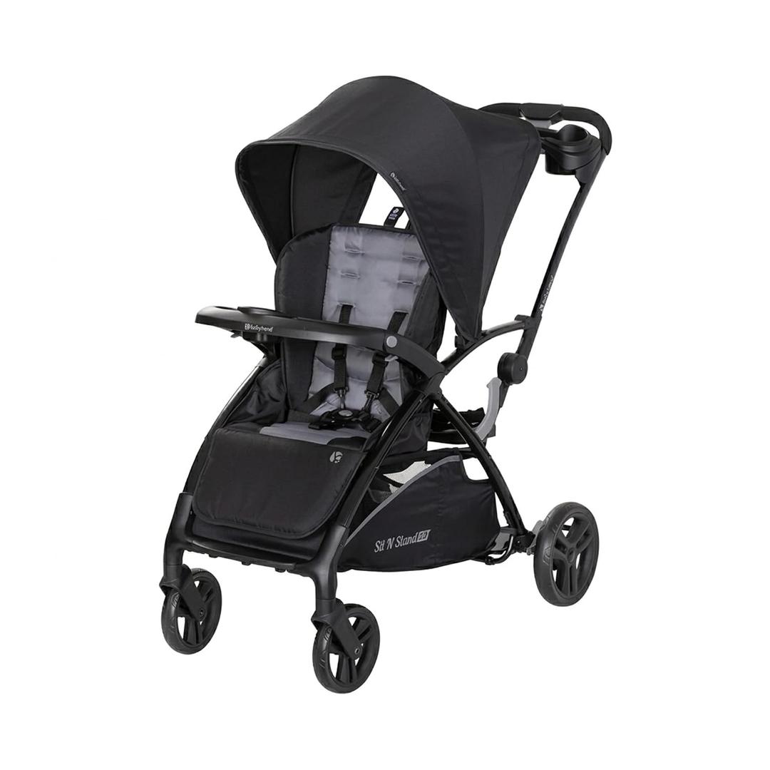 Baby Trend Sit N' Stand 2.0 5-in-1 Double Stroller with Bench, Simple Grey