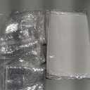 Newwiee 12 Pack Round Plastic Tablecloth 84 Inch with Glitter Sequin Table Runner 12 x 108 Inch Disposable Waterproof Tablecloth for Parties Wedding Baby Shower(Silver, White)