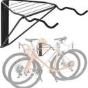 Wall Mounted Horizontal Bike Rack, Foldable Space Saving Bicycle Storage Solution for 2 Bikes, Indoor Bike Equipment Storage for Garage