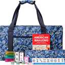 American Mahjong Set with Blue Carrying Bag, 166 White Tiles, 4 All-in-One Rack/Pushers, Mahjong Tiles Set (Ma Jong, Mah-Jongg, Majiang)