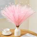 Alecono Pampas Grass 5 17.7in, Pink Artificial Pampas Grass Decor, Faux Reed for Party Centerpieces, Wedding Bouquets, Farmhouse Home Decor Vase Filler