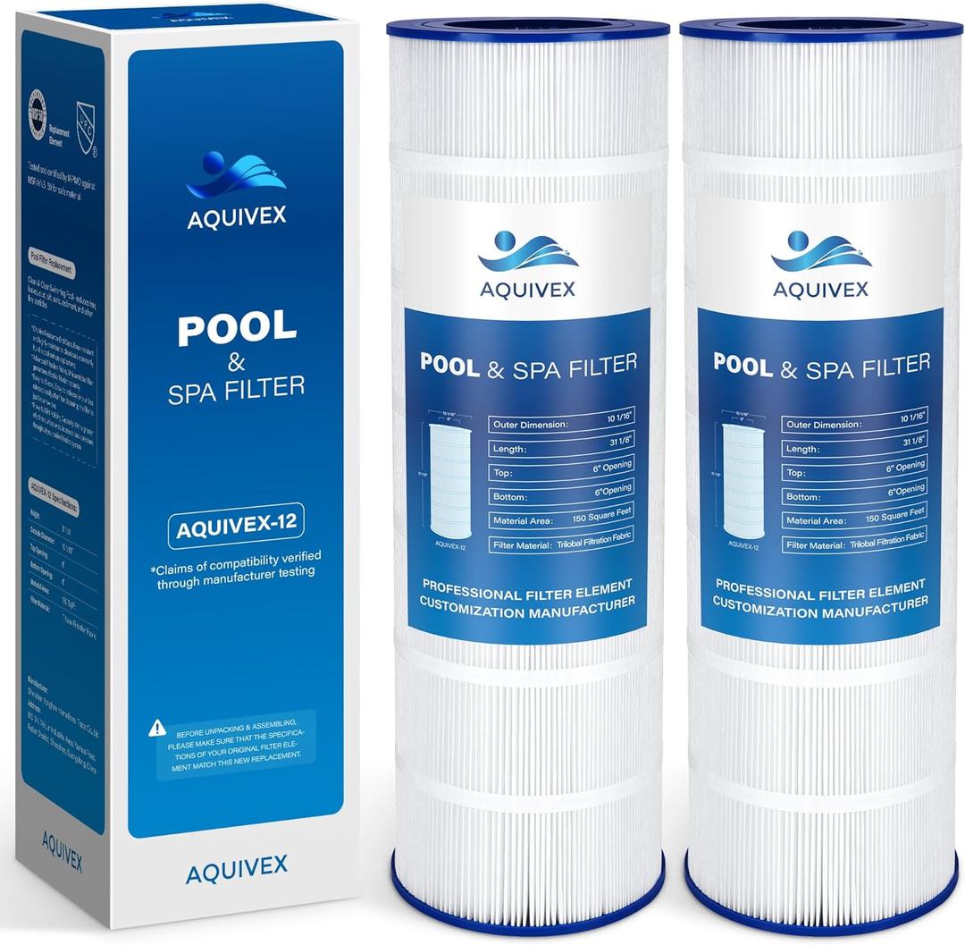 CC150 Pool Filter Cartridge, Compatible With Pentair Clean & Clear 150 in Model 160317 & EC-160317, 160355 & EC-160355, 160352, Replacement for Pentair R173216, Pleatco PAP150, 2 Pack