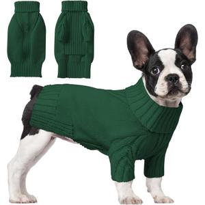 Dog Sweaters for Dog, Classic Turtleneck Pet Clothes Warm Thermal Doggy Winter Coat, Thick Double Knitting Collar Pullover Cold Weather Puppy Jacket for Indoor & Outdoor Wear (Dark Green, Medium