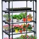 5 Tier Mini Greenhouse with Wheels for Indoor Outdoor, Portable Green House with PVC Cover and Shelves for Seedling, Greenhouse with Waterproof Mat and Cover Tape, Gardening Gifts for Women, Men