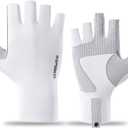 INPAKO Fishing Gloves UPF 50+ Sun Protection, Fingerless UV Protection for Women&Men, Hook&Loop, Lightweight Gloves for Fishing Outdoor, White,