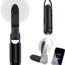 Digibond Handheld Mini Fan Rechargeable Battery Powered 3000mAh 6in1 Bullet Shape Portable Personal Fan 3 Speed with Flashlight (Black)